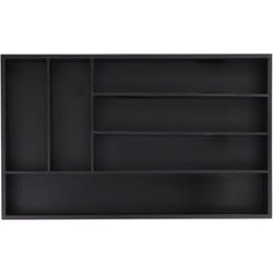 Relaxdays - Bac à couverts, 6 compartiments, h x l x p : 5 x 46 x 28 cm, organiseur tiroirs, range-couverts bambou, noir