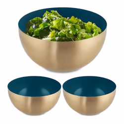 Saladier en acier inoxydable lot de 3 2 litres mélangeur pour cuisiner et servir 105x20 cm cuisine vert-doré