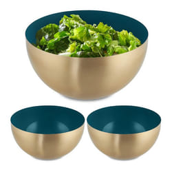 Saladier en acier inoxydable lot de 3 2 litres mélangeur pour cuisiner et servir 105x20 cm cuisine vert-doré