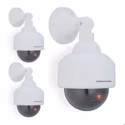Fausse caméra de surveillance en dôme lot de 3 lumière LED clignotante dissuade intrus intérieur/extérieur blanche