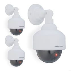 Fausse caméra de surveillance en dôme lot de 3 lumière LED clignotante dissuade intrus intérieur/extérieur blanche