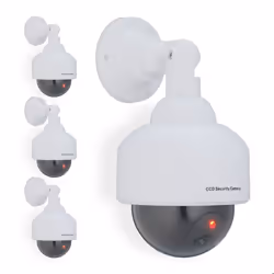 Fausse caméra de surveillance en dôme lot de 4 lumière LED clignotante dissuade intrus intérieur/extérieur blanche
