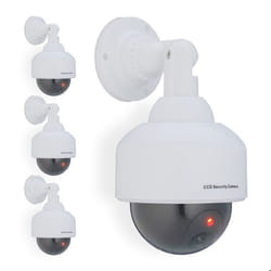 Fausse caméra de surveillance en dôme lot de 4 lumière LED clignotante dissuade intrus intérieur/extérieur blanche