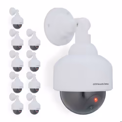 Fausse caméra de surveillance en dôme lot de 10 lumière LED clignotante dissuade intrus intérieur/extérieur blanche
