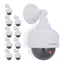 Fausse caméra de surveillance en dôme lot de 10 lumière LED clignotante dissuade intrus intérieur/extérieur blanche