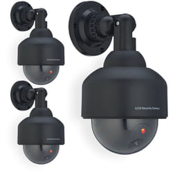 Relaxdays - Fausse caméra de surveillance, lot de 3, clignotante, dissuader les malveillants, pour l'intérieur et l'extérieur, noire