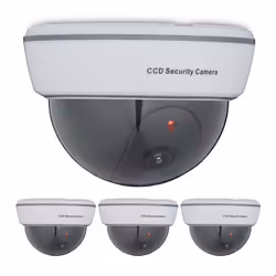 Caméra factice en dôme lot de 4 lumière LED clignotante intérieur & extérieur dissuader intrus surveillance blanc