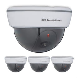 Caméra factice en dôme lot de 4 lumière LED clignotante intérieur & extérieur dissuader intrus surveillance blanc