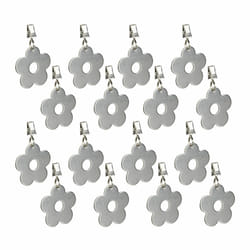16x poids pour la nappe de table ou le rideau, design floral (fleur), acier inoxydable, argentés - Relaxdays