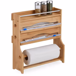 Optez pour ce distributeur pratique afin de toujours avoir le rouleau de film alimentaire, le papier aluminium et l’essuie-to ...