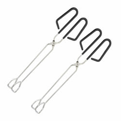 Relaxdays - pince de barbecue, lot de 2, poignée revêtue, pinces à ciseaux, bbq, cuisine, service, 33 cm, argenté/noir