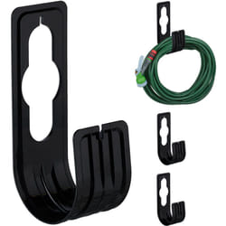 Relaxdays - Support pour le tuyau d'arrosage de 30 m, lot de 4, mur ou robinet, h x l x p : 22 x 7,5 x 10 cm, noir