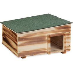 Relaxdays - Maison à hérisson, design bois flambé, fond, 2 parties, niche, pour jardin, HxLxP : 21,5 x 40 x 40 cm, marron