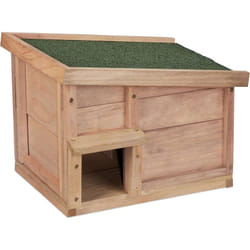 Relaxdays - Abri pour hérisson, avec fond, 2 parties, maisonnette, pour jardin, h x l x p : 30 x 40 x 34 cm, nature