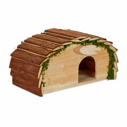 Relaxdays - Abri pour hérisson, bois & mousse, avec sol, pour le jardin, HxLxP: 18 x 34 x 17 cm, nature