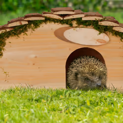 Relaxdays - Abri pour hérisson, bois & mousse, avec sol, pour le jardin, HxLxP: 18 x 34 x 17 cm, nature