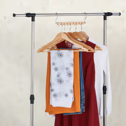 Relaxdays Lot de 5 cintres gain de place, supports peu encombrants, HxLxP: 10x31x5 cm, pour armoire, nature - argenté