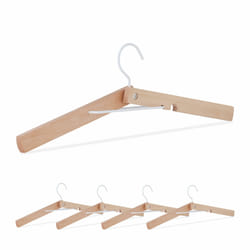 Cintre en bois, lot de 5, pliable, n'abîme pas le col du vêtement, l : env. 44 cm, stable, nature et blanc - Relaxdays