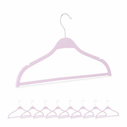 Cintre en paille de blé et plastique, lot 10, durable, accessoire peu encombrant, encoches, barre, rose - Relaxdays