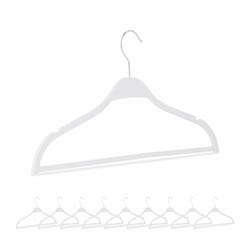 Cintre en paille de blé et plastique, lot 10, durable, accessoire peu encombrant, encoches, barre, blanc - Relaxdays