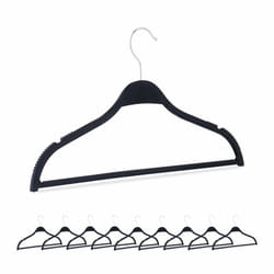 Cintre en paille de blé et plastique, lot 10, accessoire durable, compact, barre, encoches, noir - Relaxdays