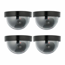 Relaxdays - Caméra factice, lot de 4, led clignotante, intérieur & extérieur, fonctionne sur piles, surveillance, noir