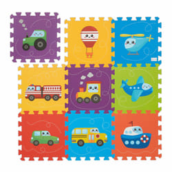 Relaxdays - Tapis de jeu, 9 pièces, avec véhicules, sans substances nocives, lavable, mousse eva, multicolore