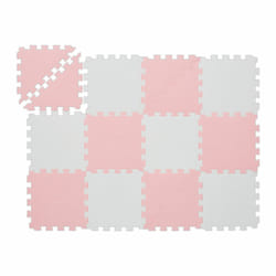 Relaxdays - Tapis de jeu, 12 pièces, sans substances nocives, mousse eva, 114 x 86 cm, chambre d'enfant, rose et blanc