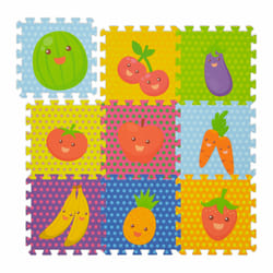 Relaxdays - Tapis de jeu, design végétal, 9 pièces, mousse eva sans substances nocives, 86x86 cm, chambre enfant, coloré