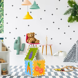 Relaxdays - Tapis de jeu, design végétal, 9 pièces, mousse eva sans substances nocives, 86x86 cm, chambre enfant, coloré