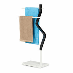 Porte-serviettes, 2 barres, pour les torchons et serviettes, acier & mdf, HxLxP : 85x43,5x20 cm, noir/blanc - Relaxdays
