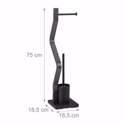 Relaxdays - Serviteur wc, non fixe, support pour papier toilette, brosse et porte-brosse, 75x18,5x18,5 cm, noir - gris - Vue supplémentaire 4