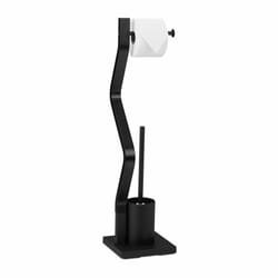 Relaxdays - Serviteur wc, non fixe, support pour papier toilette, brosse et porte-brosse, h x l x p: 75x18,5x18,5 cm, noir