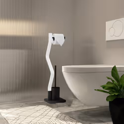 Relaxdays - Serviteur wc, non fixe, support pour papier toilette, brosse et porte-brosse, 75x18,5x18,5 cm, noir - blanc