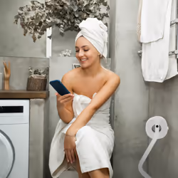 Relaxdays - Serviteur wc, non fixe, support pour papier toilette, brosse et porte-brosse, 75x18,5x18,5 cm, noir - blanc