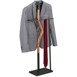Relaxdays - Valet de chambre, vestes et pantalons, HxLxP : env. 107x48x20 cm, métal, mdf, chevalet à vêtement, gris/nature