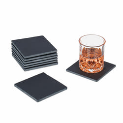 Relaxdays - Dessous de verre en ardoise, lot de 8, supports carrés, h x l : 10 x 10 cm, pour boissons, anthracite