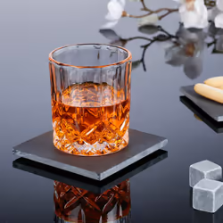Relaxdays - Dessous de verre en ardoise, lot de 8, supports carrés, h x l : 10 x 10 cm, pour boissons, anthracite