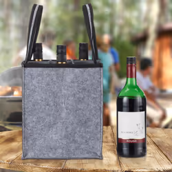Porte-bouteilles, 9 compartiments, sac avec inscription, HxLxP : env. 45 x 24 x 24 cm, pour vin, bière, gris - Relaxdays