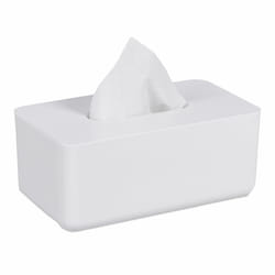 Boîte à mouchoirs avec couvercle en bambou, pour salle de bain, moderne, HxLxP: 10x23x13 cm, plastique, blanc - Relaxdays