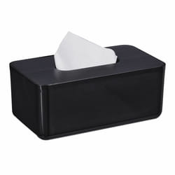 Relaxdays Boîte à mouchoirs avec couvercle en bambou, pour salle de bain, moderne, HxLxP: 10x23x13 cm, plastique, noir