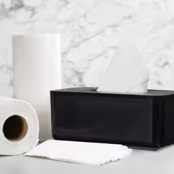 Relaxdays Boîte à mouchoirs avec couvercle en bambou, pour salle de bain, moderne, HxLxP: 10x23x13 cm, plastique, noir