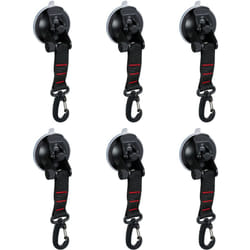 Relaxdays - Crochet à ventouse, lot de 6, pour camping, voiture, camping-car, accessoire de camping, jusqu'à 2 kg, noir
