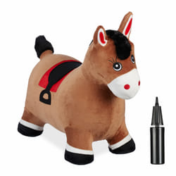 Relaxdays Animal sauteur, jouet en forme de cheval, charge maximale : 50 kg, sans BPA, 3 ans et plus, marron clair