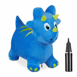 Relaxdays Animal sauteur, jouet en forme de dinosaure, charge maximale : 50 kg, sans BPA, 3 ans et plus, bleu et vert
