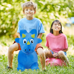 Relaxdays Animal sauteur, jouet en forme de dinosaure, charge maximale : 50 kg, sans BPA, 3 ans et plus, bleu et vert