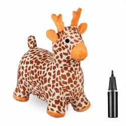 Relaxdays Animal sauteur en forme de girafe, pompe à air et housse, charge max. 50 kg, sans BPA, 3 ans et +, multicolore
