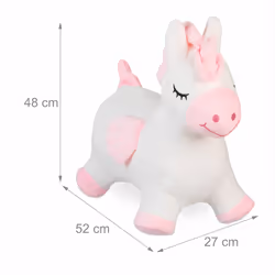 Relaxdays Animal sauteur en forme de licorne, pompe à air et housse, charge max. 50 kg, sans BPA, 3 ans et +, blanc/rose - Vue supplémentaire 4