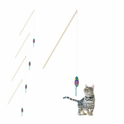 Relaxdays - Jouet avec souris, lot de 5, jeux interactif, 106 cm de long, occuper chat & chaton, multicolore