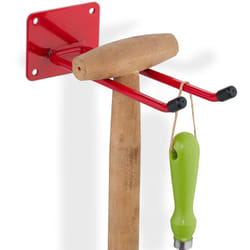 Relaxdays - Porte-outils mural, 2 crochets, fabriqué en acier, pour garage/atelier/cave, longueur : 24 cm, rouge